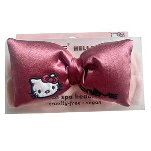The Creme Shop Sanrio Hello Kitty Spa Headband Pink Satin Plush Makeup Bow Kawai